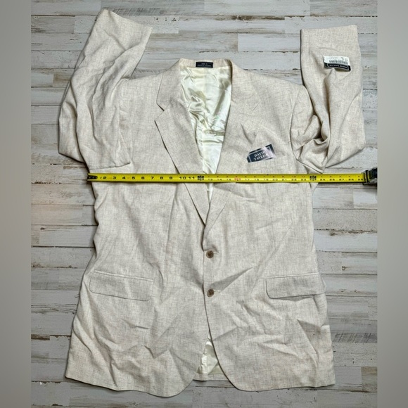 David Taylor blazer Rayon Polyester Linen blend Cream 48L NWT - Picture 4 of 12